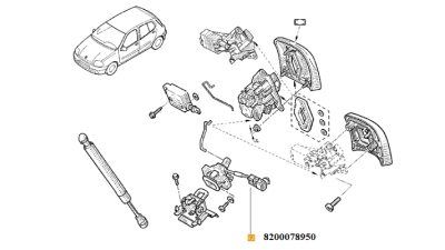 Incuietoare Capota spate Renault Clio 2 Hatchback 08.2000-2012, broasca inchizator, 8200078950,  piesa originala OE