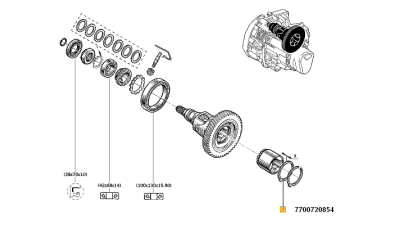 Inel Reglare Cutie Viteza Dacia Logan 2004-2012 motor 1.4/1.6 16V; RENAULT R19, R21, CLIO I, LAGUNA I, TWINGO I, 7700720854,  piesa originala OE
