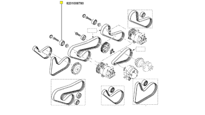 Rola Intinzator Curea transmisie motor 1.2/1.2 16V DACIA LOGAN 2004-, LOGAN II, LOGAN MCV II, SANDERO 2008-, SANDERO II; NISSAN KUBISTAR; RENAULT CLIO II, KANGOO, THALIA I motor 1.2/1.2LPG, 8201008780,  piesa originala OE