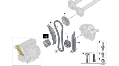 Intinzator Hidraulic Lant Distributie BMW 1 (E87), 3 (E46), 3 (E90), 3 (E91), 3 (E92), 3 (E93), 5 (E60), 5 (E61), 6 (E63), 6 (E64), 7 (E65, E66, E67), X3 (E83), X5 (E53), X5 (E70) 2.0D/2.5D/3.0D 04.98-12.13 ;  13527787299