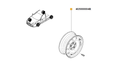 Janta Tabla 16 inch Renault Laguna 3 2007-2015 negru, PCD 5x114,3 ET47, 5 gauri prezoane, Diametru de centrare 66.10mm, Latime janta 7 inch, 1 buc. 403000004R,  piesa originala OE