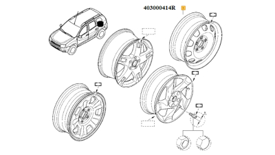 Janta Tabla 16 inch Dacia Duster 2010-2017, 5 gauri prezoane, ET50, PCD 5x114.3, Latime 6.5J inch, Diametru de centrare 66.10mm, 1 buc. 403000414R,  piesa originala OE