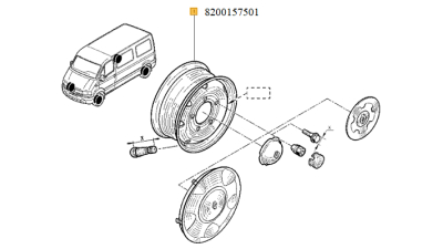 Janta Tabla 15 inch Renault Master 2 1998-2010, 5 gauri prezoane, latime janta 6 inch, Diametrul gaurii 130 mm; Distanta gauri	5x170 mm; 1 buc. 8200157501,  piesa originala OE