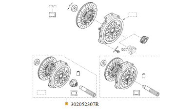 Kit Ambreiaj 200mm DACIA DOKKER 12.2012-, LODGY 04.2012-, LOGAN 2007-2012, LOGAN EXPRESS, LOGAN MCV; motor1.6/1.6LPG, Placa Si Disc (fara rulment), 302052307R,  piesa originala OE