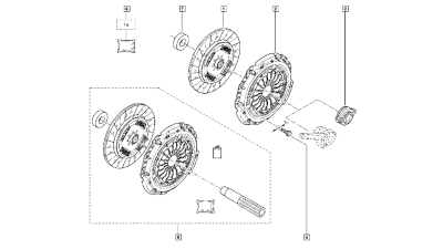 Kit ambreiaj 215mm Dacia Logan 2004-2008 motor 1.5 dci Euro 3 Renault Clio 2 Kangoo Thalia Nissan Kubistar Interstar - 1.5 dci 7701479194, placa presiune, disc + rulment, 7701479194,  piesa originala OE