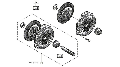 Kit Ambreiaj 220mm RENAULT CLIO II, ESPACE III, KANGOO 2000-2008 LAGUNA I, LAGUNA II, MEGANE I, MEGANE SCENIC, SCENIC I motor 1.9D/1.9 dTI, placa presiune, disc + rulment, 7701477055,  piesa originala OE