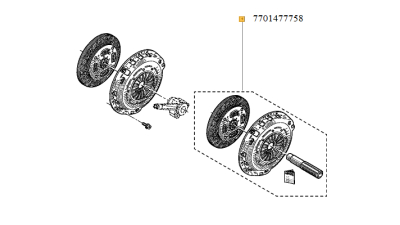 Kit Ambreiaj 240mm NISSAN INTERSTAR 2002-, PRIMASTAR; OPEL MOVANO 2001-2010, VIVARO A 2001-2014; RENAULT MASTER II 10.2003-2010, TRAFIC II 02.2003-2014 motor 1.9D, Placa Si Disc (fara rulment), 7701477758,  piesa originala OE