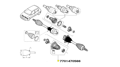 Kit Burduf Planetara Cu Rulment Stanga spre Cutie Viteze FIAT CROMA; RENAULT CLIO II, ESPACE III, ESPACE IV, KANGOO, LAGUNA II, MASTER II, MEGANE I, motorizari 1.2-3.0, 7701470566,  piesa originala OE