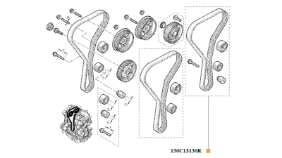Kit Distributie RENAULT AVANTIME, CLIO III, ESPACE IV, GRAND SCENIC II, LAGUNA, LAGUNA II, LAGUNA III, MEGANE CC, MEGANE I, MEGANE II motorizari 1.8 16V/2.0/ 2.0 16V, 130C13130R,  piesa originala OE