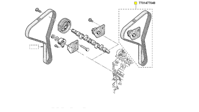 Kit Distributie VOLVO S40 I, V40; MITSUBISHI CARISMA, SPACE STAR; NISSAN INTERSTAR, PRIMASTAR; OPEL MOVANO, VIVARO A; RENAULT ESPACE IV, LAGUNA I, LAGUNA II, MASTER II motorizare 1.9D, 7701477048,  piesa originala OE