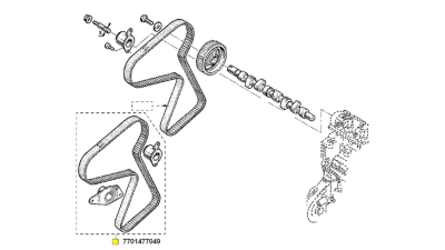 Kit Distributie RENAULT CLIO II, ESPACE III, KANGOO, KANGOO EXPRESS, LAGUNA I, MASTER II, MEGANE I, SCENIC I motorizare 1.9D, 7701477049,  piesa originala OE