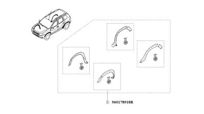 Kit Protectii Aripi Fata Stanga Dacia Duster 2010-2018, bandou aripa, 2 buc. 960178918R,  piesa originala OE