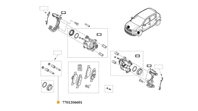 Kit Reparatie Etrier 12mm punte fata Dacia Logan II 2012-2018, Dokker/Lodgy 2012-03.2013, Sandero II 2012-2018, Duster, RENAULT CAPTUR CLIO ESPACE FLUENCE GRAND LAGUNA LATITUDE MEGANE SCENIC TWINGO VEL WIND, 7701206601,  piesa originala OE