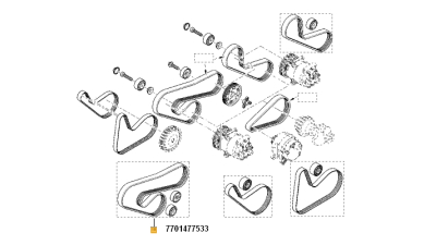 Kit Transmisie Cu Ac Si Servo Dacia Logan 2006-, Sandero 2008- Motorizare 1.2 16v Renault Twingo 1996-2007; 7701477533