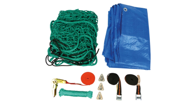 Kit fixare marfa remorca Carpoint 7 piese : plasa 1.5x2.5m , prelata , suruburi , carlige , funie , clichet si doua chingi