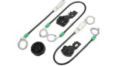Kit reparatie macara geam fata Nissan Primera (P12) 10.2001-12.2007 electrica fata stanga (cablu role si suport geam)