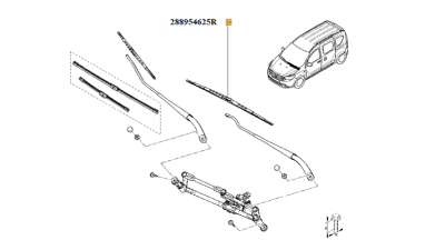 Lama Stergator parbriz 550mm DACIA DOKKER 09.2015-, LODGY 09.2015- lamela stergatoare fata partea stanga la sofer, 1 buc. 288954625R,  piesa originala OE
