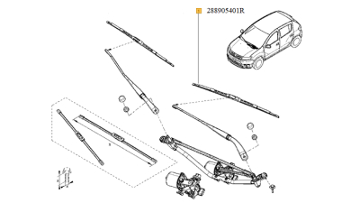 Lamela Stergator Parbriz Stanga 550mm DACIA LOGAN II 02.2015-12.2019, LOGAN MCV II 02.2015-12.2019, SANDERO II 02.2015-12.2019; 1 buc. 288905401R,  piesa originala OE