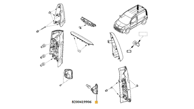 Lampa Ceata Spate stanga RENAULT KANGOO 02.2008-, Nissan NV250 06.2019-; Mercedes Citan W415 11.2012- (tip bec P21W) fara suport bec, 8200419906,  piesa originala OE