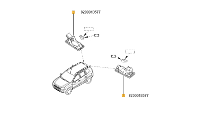 Lampa Numar DACIA DUSTER, LODGY, LOGAN II 12.2016-, Logan 2 MCV 2012-; RENAULT Captur, CLIO 2, Clio 3 Combi, Clio 4, ESPACE 4, FLUENCE, GRAND SCENIC, LAGUNA 2 Combi, LATITUDE, MODUS, SCENIC 2003-2016; ZOE, stanga/dreapta, 1 buc. 8200013577,  piesa origina