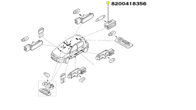 Lampa interior Portbagaj Dacia Logan 11.2005-05.2015, Logan MCV, Sandero 2008-2018; Duster 2010-11.2013, Dokker 10.2015-; Lodgy 2012-12.2013, Renault Megane 2/3, Modus, Scenic, Talisman, Master3, Laguna 2, Clio 3, Clio 4, Twingo, Captur,, 8200418356,  pie