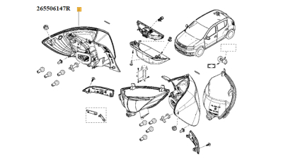 Lampa Spate Dreapta DACIA SANDERO II 12.2016-, stop, 265506147R,  piesa originala OE