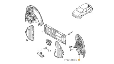 Lampa Spate Stanga RENAULT THALIA 1999-05.2002, stop cu semnalizare portocalie, 7700433751,  piesa originala OE