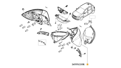 Lampa Spate Stanga Dacia Logan MCV II Stepway 2012-, stop, 265551233R,  piesa originala OE
