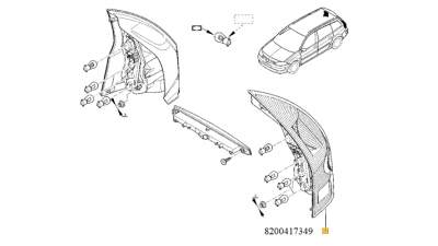 Lampa Spate Stanga Renault Megane II Estate/Combi 2006-10.2008, 8200417349,  piesa originala OE