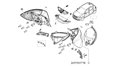 Lampa Spate Stanga DACIA SANDERO Stepway 10.2012-12.2016, stop, 265550577R,  piesa originala OE