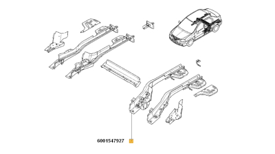 Lonjeron Spate Dacia Logan 2004-2012 Berlina/Sedan partea Stanga, 6001547927,  piesa originala OE
