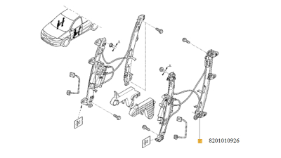 Macara Geam Usa Fata RENAULT MEGANE II 09.2002-2008, cu functie confort, partea Stanga, 8201010926,  piesa originala OE