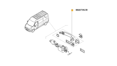 Maner Deschidere Exterior Usa Renault Master 3 01.2010-05.2014, Opel Movano 2010-, usa fata/spate stanga/dreapta, 806075963R,  piesa originala OE