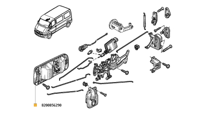 Maner exterior Usa laterala dreapta Renault Master 2 1998-2007; Nissan Interstar, Opel Movano, 8200856290,  piesa originala OE