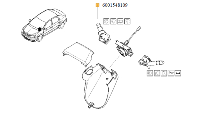 Comutator Stergatoare parbriz Dacia Logan 2004-04.2008, Maneta Actionare cu Calculator de bord, 6001548109,  piesa originala OE