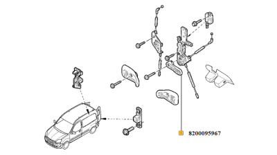 Maner interior usa incarcare Spate Dacia Dokker 2012-; Logan MCV 2004-2012, Renault Kangoo 1998-2008, 8200095967,  piesa originala OE