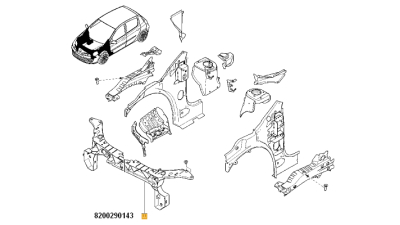 Masca Fata, traversa Renault Clio III 2005-2014, trager parte superioara, 8200290143,  piesa originala OE