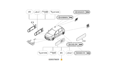 Monograma usa fata stanga Renault Clio 3 2005-2014; emblema, bandou, 8200376639,  piesa originala OE
