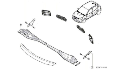 Obturator Lateral Grila Intre Capota Si Parbriz Stanga Dacia Sandero 2008-2012
