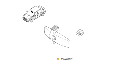 Oglinda Interioara Dacia Logan 2004-2012 Sandero 2008-2012,, 7700413867,  piesa originala OE