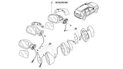 Oglinda exterioara Dacia Duster 2010-03.2012 partea Stanga Electrica (se livreaza fara capac, geam), 963029836R,  piesa originala OE