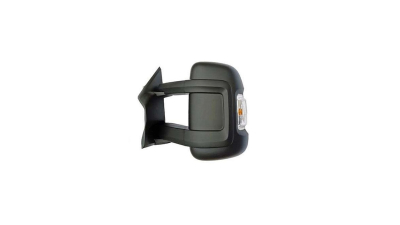Oglinda exterioara Citroen Jumper, Fiat Ducato (250), Peugeot Boxer, 09.2006-prezent, Stanga, Crom, manuala, Fara incalzire, carcasa neagra, Convex, View Max, 57705110M, brat lung=19, 5cm, 2pini, 2 conectori, cu semnalizare