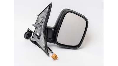 Oglinda exterioara VW Transporter T5, Multivan 04.2003-10.2009 Partea Dreapta Crom Convex Electrica Cu Incalzire, carcasa neagra, cu 5 pini, Max View
