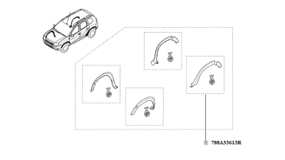 Ornament Aripa Spate Stanga + Ornament Stanga Bara Dacia Duster 06.2010-,, 788A33613R,  piesa originala OE