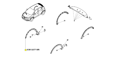 Ornament Aripa Fata Dreapta Renault Captur 2013-02.2020, bandou protectie, 638120719R,  piesa originala OE