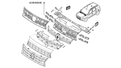 Ornament Crom Dreapta Sus Grila Dacia Duster 2013-2018 Partea Superioara