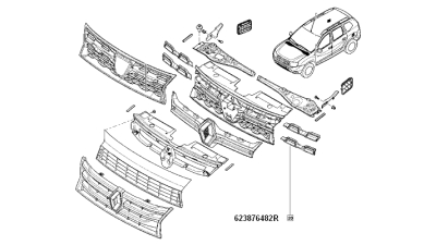 Ornament Cromat Grila Stanga Jos Dacia Duster 2013-2018 Partea Inferioara, Cromata