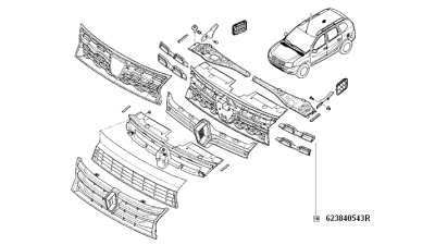 Ornament Cromat Grila Stanga Sus Dacia Duster 2013-2018 Partea Superioara