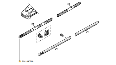 Bandou usa Fata Dreapta Renault Kangoo II 2008-, Ornament portiera, 808204020R,  piesa originala OE