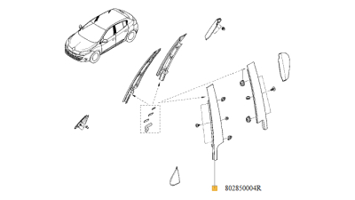 Ornament Montant Usa Fata Stanga Renault Megane III 2008-2016, nuanta SATINE, 802850004R,  piesa originala OE